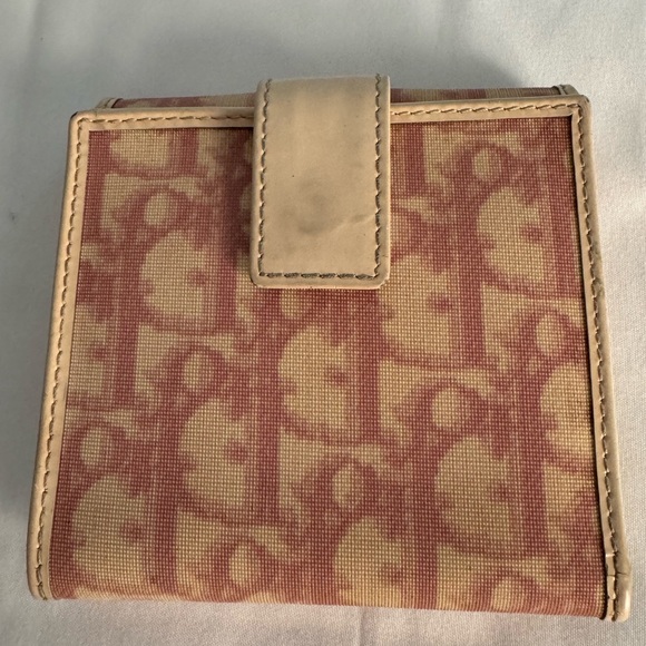 Christian Dior trotter pattern Bifold Wallet Color pink White PVC leather - Picture 4 of 6